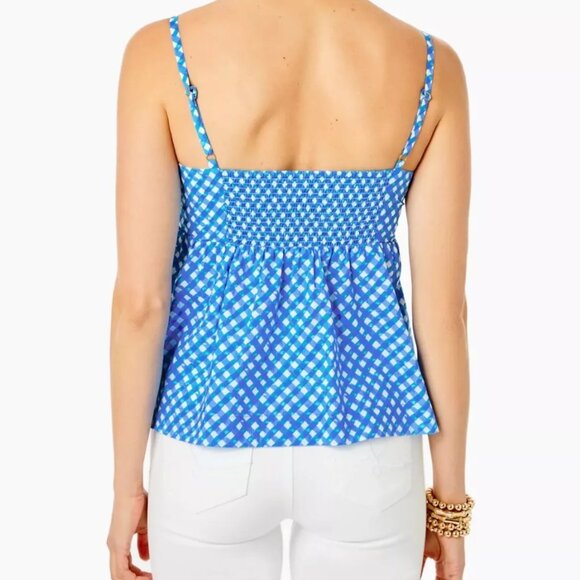 NWOT Lilly Pulitzer Blue and White Gingham Top - Picture 2 of 4